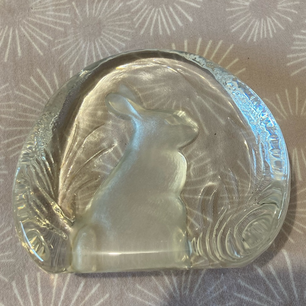 ZAJECAR crystal made in Yugoslavia. Bunny paperweight.